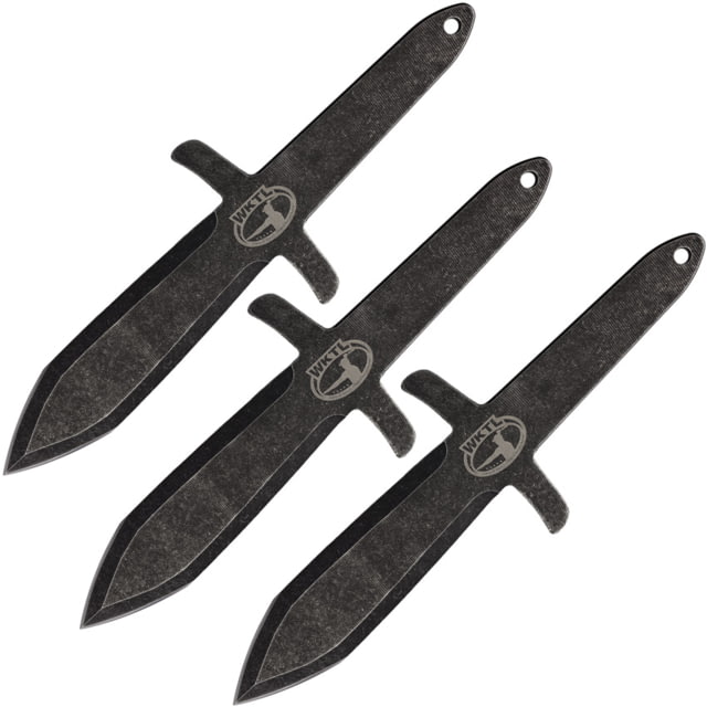World Knife Throwing League Highlander Throwing Knives 14.63in Overall 4in Black Stonewash Finish 3Cr13 Stainless Blade Stainless Steel Handle - World Knife Throwing League