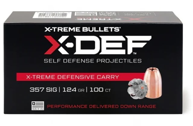 X-Treme Bullets 357 Sig Caliber Pistol Bullets 124 Grain X-DEF Hollow Point 100 Bullets