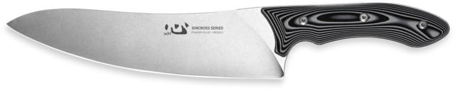 Xin Cutlery XinCross Tactical Chef's Knife 14.25in Overall 8in Stonewash Special Powder Alloy Blade Black/White G10 Handle Leather Sheath - Xin Cutlery