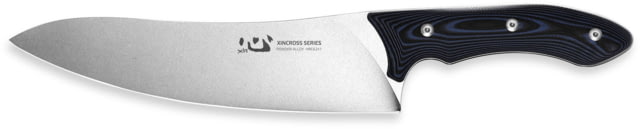 Xin Cutlery XinCross Tactical Chef's Knife 14.25in Overall 8in Stonewash Special Powder Alloy Blade Black/Blue G10 Handle Leather Sheath - Xin Cutlery