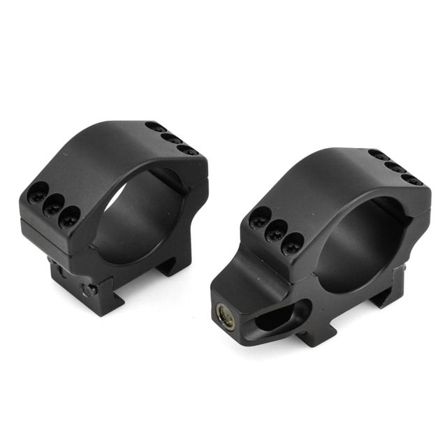 Precision Hardcore Gear Force Recon Tactical Rings w/ level - 30MM Low Black - Precision Hardcore Gear