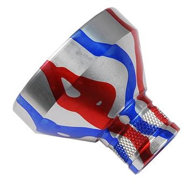 Precision Hardcore Gear Powder Funnel .50 Caliber 6061 Aluminum Red/Silver/Blue - Precision Hardcore Gear