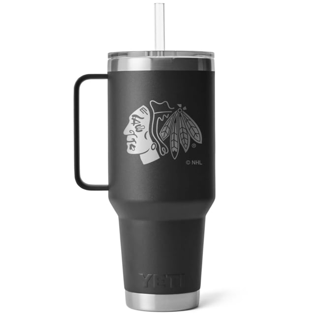 Yeti Rambler 42 oz Straw Mug w/Straw Lid, Black/NHL Blackhawks, 28100007172 by USA Yeti Hydration Cups & Mugs