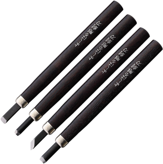 Yoshiharu Cutlery Japan H-4 Japanese Carving Knife Set 7in Overall 1in Blade Dark Brown Wood Handle - Yoshiharu Cutlery Japan