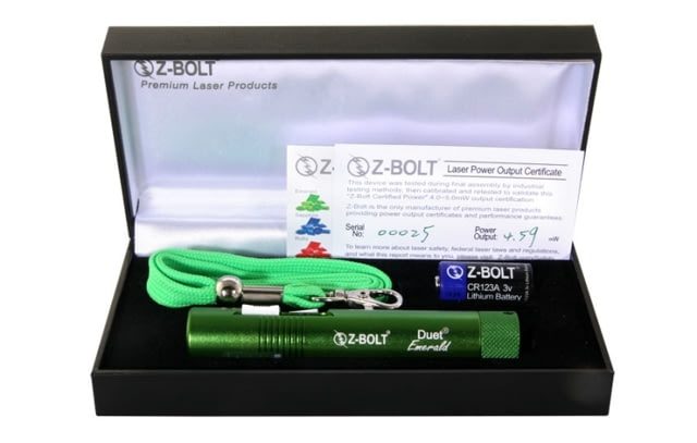 Z-Bolt  Duet Emerald Blue Pointer Tru Green Laser Dual Switch FDA Class 3A Green Small - Z-Bolt
