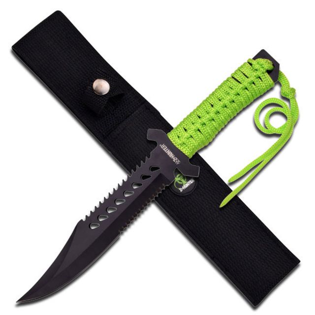 Z-Hunter Fixed Blade 11.5in Stainless Steel Blade Green Cord Wrapped Stainless Steel Handle - Z-Hunter