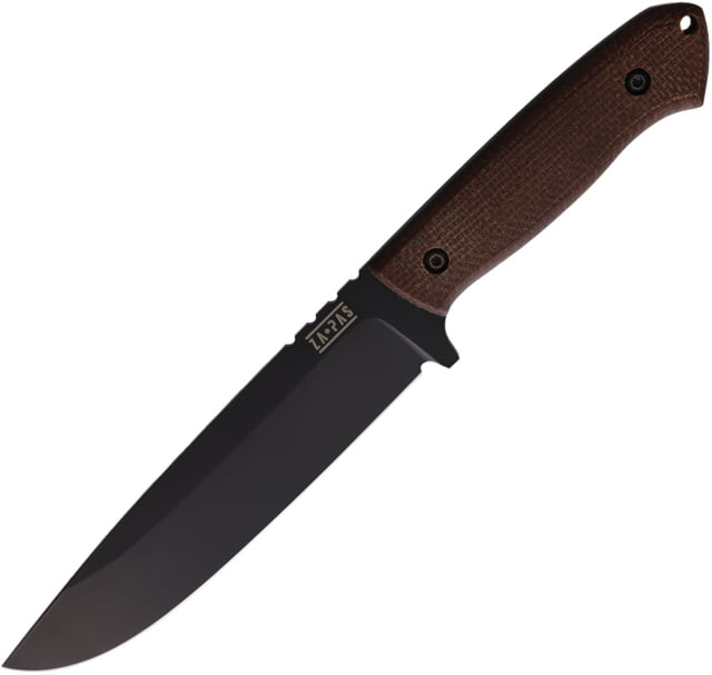 ZA-PAS Knives Expandable Fixed Micarta Knife 11.13in Overall 6in Black Cerakote Carbon Steel Blade Brown Micarta Handle ABS Sheath - Za-Pas Knives