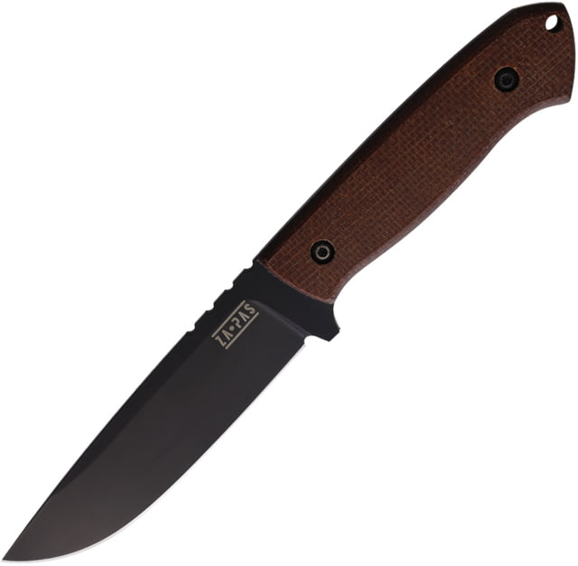 ZA-PAS Knives Ultra Outdoor Fixed Micarta Knife 9.75in Overall 5in Black Cerakote Carbon Steel Blade Brown Micarta Handle ABS Sheath - Za-Pas Knives
