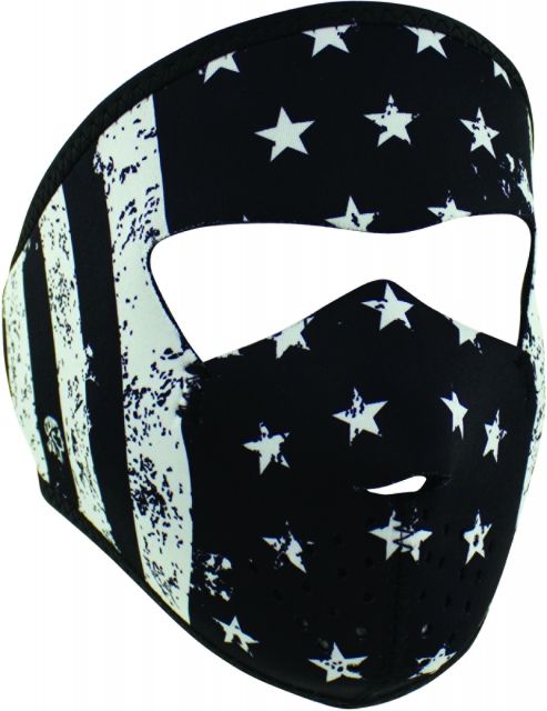 Zan Headgear Small Mask Neoprene Black and White Flag WNFMS091