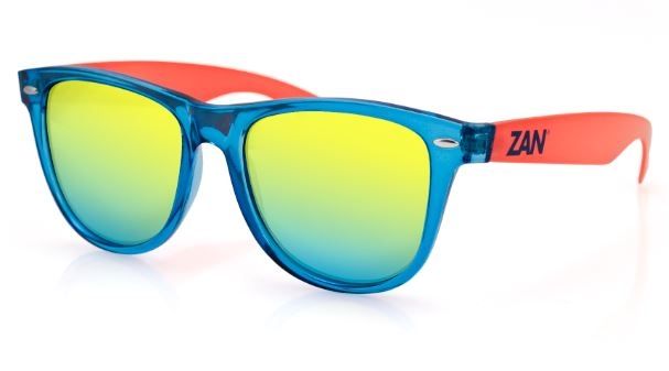 Zan Headgear Minty Sunglasses Blue/Orange Frame Smoked Yellow Mirror Lens - Zan Headgear