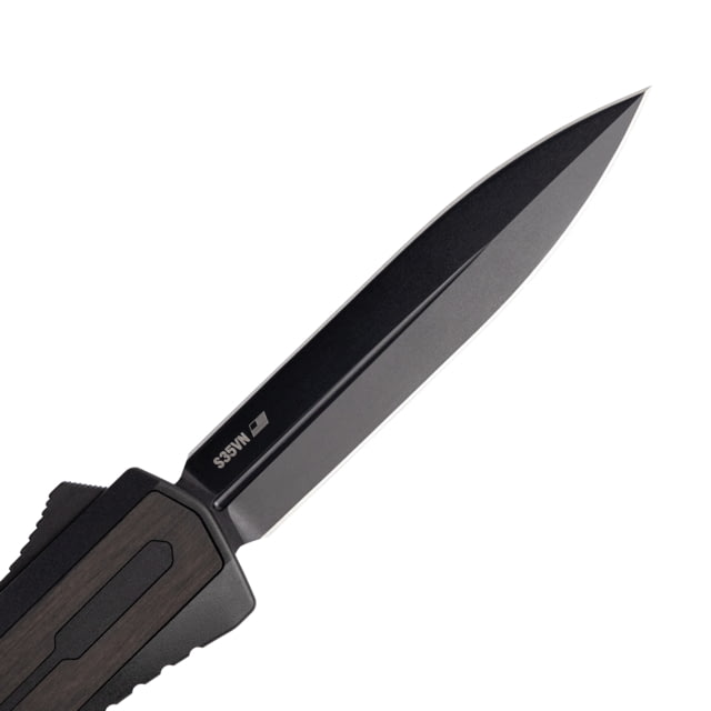 Zastava Arms USA A7 Automatic Folding Knives 3.6in Titanium-Coated S35VN Dagger Black Wood Handle - Zastava Arms Usa