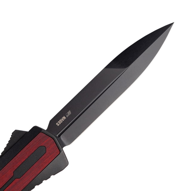 Zastava Arms USA A7 Automatic Folding Knives 3.6in Titanium-Coated S35VN Spear Point Serbian Red Wood Handle - Zastava Arms Usa