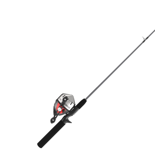 Zebco 404 Hoss Spincast Reel and Rod Combo 5ft 6in 2-PC Rod Medium Moderate-Fast SZ 40 Reel 32-PC Eagle Claw Tackle Kit RH Retrieve Gray/Red