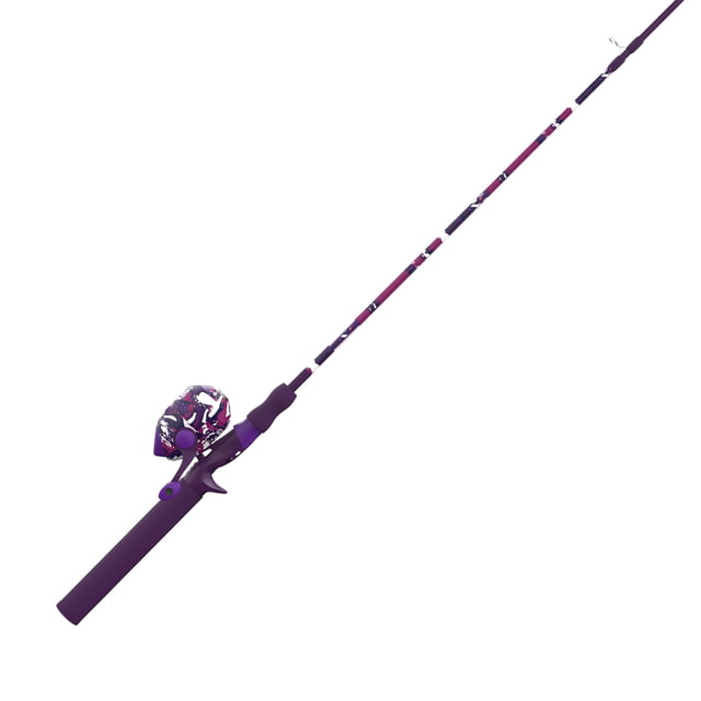 Zebco Splash Spincast Reel and Rod Combo 6ft 1-PC Fiberglass Rod Medium Moderate SZ 20 Reel Ball Bearing System All Metal Gears Tidepool Purple