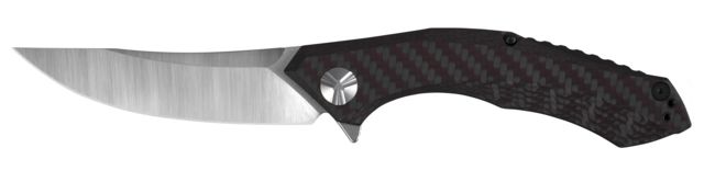 Zero Tolerance  Folding Knife 3.7in CPM 20CV Trailing Point Blade Red Carbon Fiber Front/Titanium Back Handle - Zero Tolerance