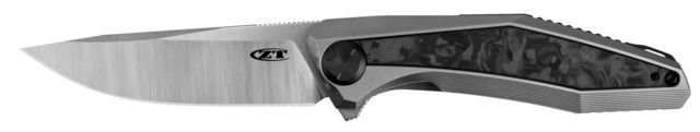 Zero Tolerance  Folding Knife 3.4in CPM 20CV Drop Point Blade Titanium/Marbled Carbon Fiber Front Insert Handle - Zero Tolerance