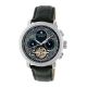 Heritor Aura Leather-Band Watch w/ Day/Date, Silver/Black, Standard, HERHR3501