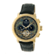 Heritor Aura Leather-Band Watch w/ Day/Date, Gold/Black, Standard HERHR3502