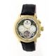 Heritor Aura Leather-Band Watch w/ Day/Date, Gold/Silver, Standard, HERHR3505