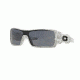 Oakley Oil Rig Sunglasses 03-461-28 - White W/ Text Print Paint Frame, Grey Lenses