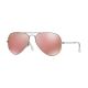 Ray-Ban Aviator Large Metal RB3025 Sunglasses, Matte Silver Frame, Brown Mirror Pink Lenses, RB3025 019/Z2-55