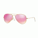 Ray-Ban Aviator Large Metal Sunglasses RB3025 112/4T-58 - Matte Gold Frame, Green Mirror Fuxia Lenses