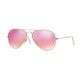Ray-Ban Aviator Large Metal RB3025 Sunglasses, Matte Gold Frame, Green Mirror Fuxia Lenses, RB3025 112/4T-58