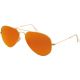 Ray-Ban Aviator Large Metal RB3025 Sunglasses, Matte Gold Frame, Crystal Brown/Orange Mirror Lenses, RB3025 112/69-5814