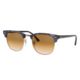 Ray-Ban RB3016 Clubmaster Sunglasses, Spotted Brown/Blue Frame, Clear Gradient Brown Lenses, RB3016 125651-49