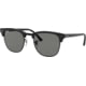 Ray-Ban RB3016 Clubmaster Sunglasses, Wrinkled Black On Black, 49, RB3016-1305B1-49