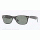 Ray-Ban New Wayfarer Sunglasses RB2132 6052-52 - Top Black On Trasparent Frame, Green Lenses