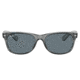 Ray-Ban RB2132 New Wayfarer Sunglasses, Transparent Grey Frame, Dark Blue Lens, Polarized, 52, RB2132-64503R-52