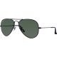 Ray-Ban Aviator Large Metal RB3025 Sunglasses, Black Frame, Crystal Green Polarized 62 mm Lenses, 002-58-6214