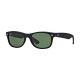Ray-Ban RB2132 New Wayfarer Sunglasses, Black Rubber Frame, Crystal Green Lenses, 622-58