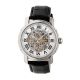 Reign Kahn Automatic Skeleton Dial Leather-Band Watch, Silver, REIRN4303