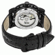 Reign Mens Stavros Automatic Skeleton Dial Crocodile-Embossed Leather Strap Watch Black Bezel, Black/Circle-shaped Case, Black/analog Dial, Black Hands REIRN3705