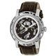 Reign Mens Stavros Automatic Skeleton Dial Crocodile-Embossed Leather Strap Watch Silver Bezel, Silver/Circle-shaped Case, Dark Brown/analog Dial, Silver Hands REIRN3701
