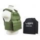 Vism 2924 Series Plate Carrier Vest w/ Two BSC1012 Soft Ballistic Panels - Shooters Cut 10in X12in, Green BSCVPCV2924G-A