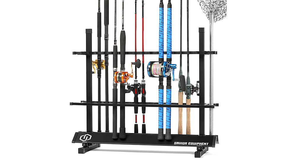 Savior Equipment Aluminum Fishing Rod Rack, 36 Slot, Carbon Black, 35in x 30.25in x 14.75in, RK-FRODAL-36-BK