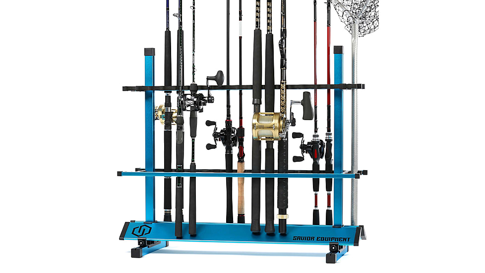 Savior Equipment Aluminum Fishing Rod Rack, 36 Slot, Ocean Blue, 35in x 30.25in x 14.75in, RK-FRODAL-36-OB