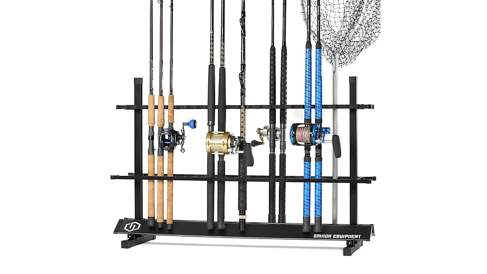 Savior Equipment Aluminum Fishing Rod Rack, 48 Slot, Carbon Black, 46.5in x 30.25in x 14.75in, RK-FRODAL-48-BK