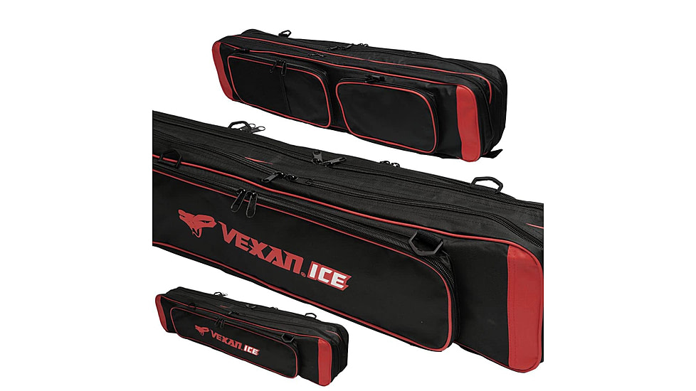 Vexan Ice Fishing Rod &amp; Tackle Bag 36 in Soft Case, Red, 3R-8D1J-W7F3