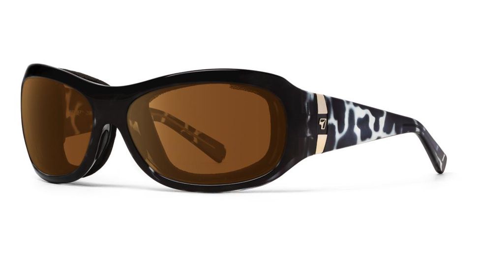 7Eye by Panoptix Womens AirShield Sedona Sunglasses, RX Ready, Black Pearl Frame, SharpView Copper Lens, M-L 325042