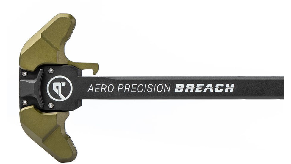 Aero Precision AR15 Breach Ambi Charging Handle w/Small Lever, Black/OD Green Anodized, APRA700130C