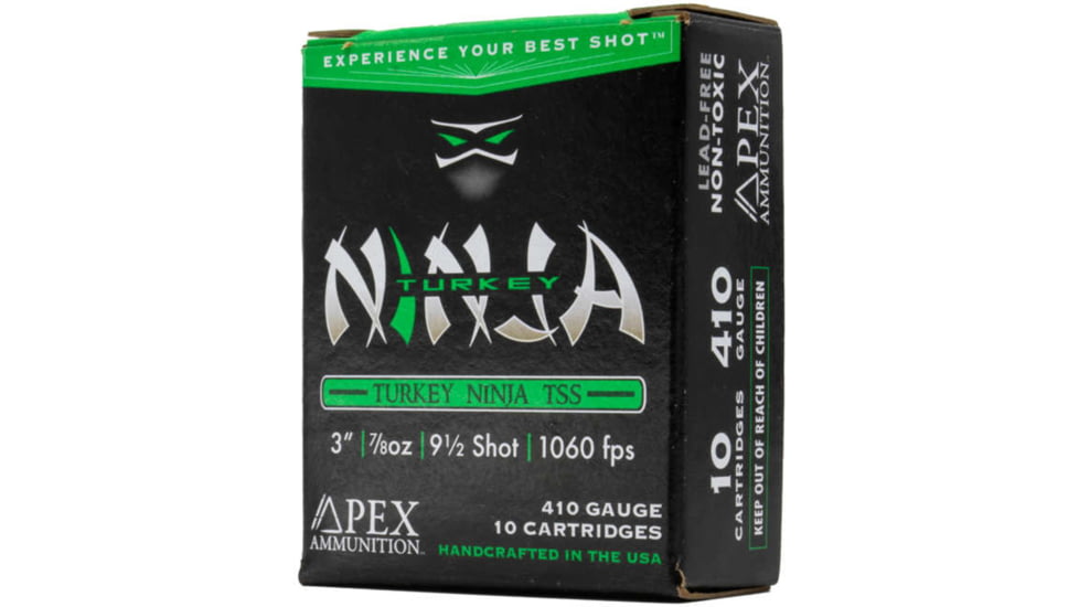 Apex Ammunition Turkey Ninja TSS .410 Gauge 7/8 oz 3in 9.5 Shot Shotgun Ammo, 10 Rounds, NINJA410