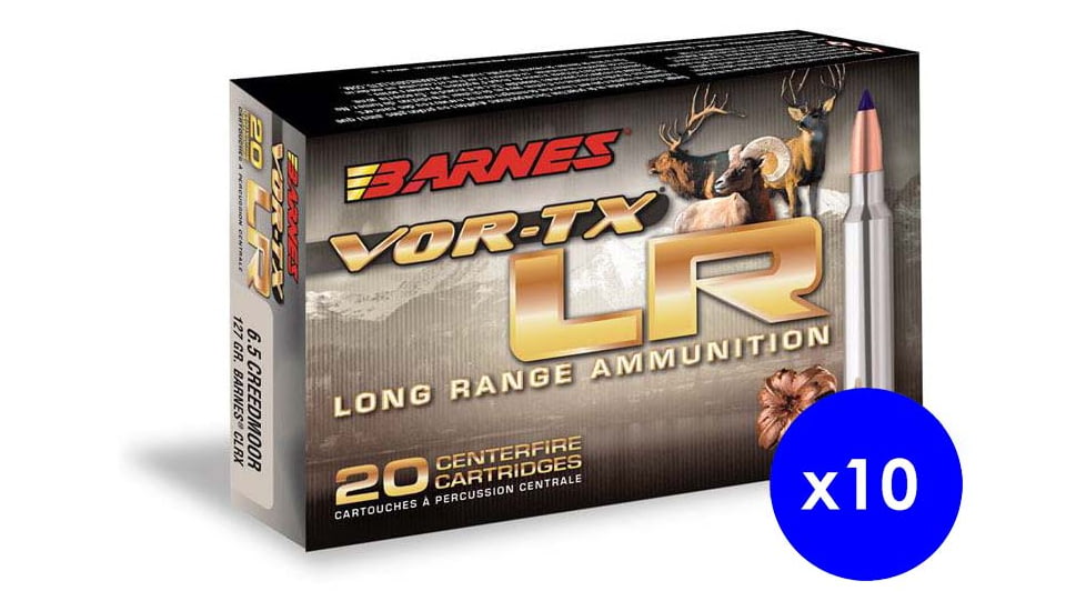 Barnes Vor-Tx Long Range CenterfireRifle Cartridges, 6mm Creedmoor, LRX Boat Tail, 95 Grain, 200 Rounds