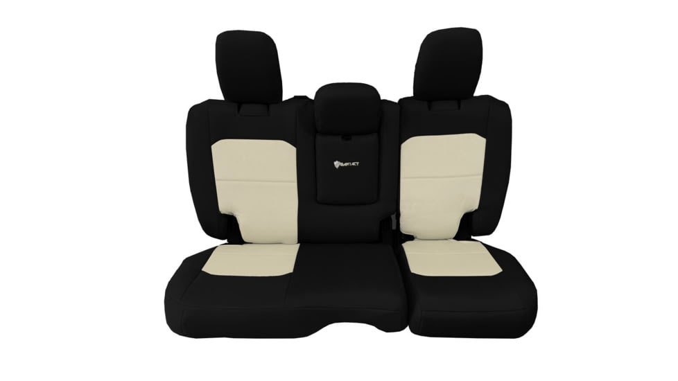 Bartact Jeep JLU Fold Down Armrest Seat Covers Rear Split Bench 2018 plus Wrangler 4 Door Tactical Series, Black/Khaki, JLSC2018RFBK