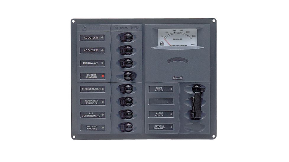 BEP Marine AC Circuit Breaker Panel w/Analog Meters, 8SP 2DP AC120V