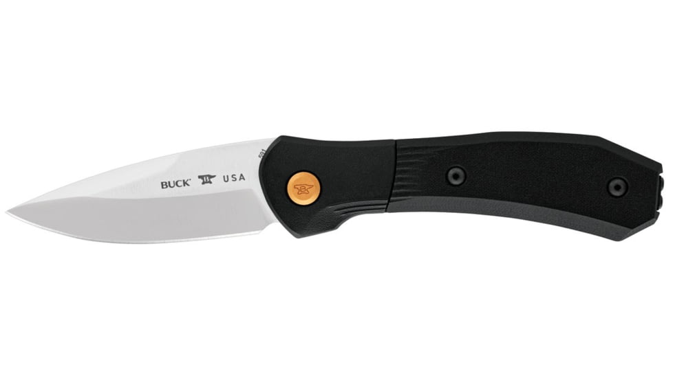 Buck Knives 591 Paradigm Shift Automatic Knife, 3in, S35VN Stainless Steel, Straight, G10, Satin, Black, 0591BKSB/12864