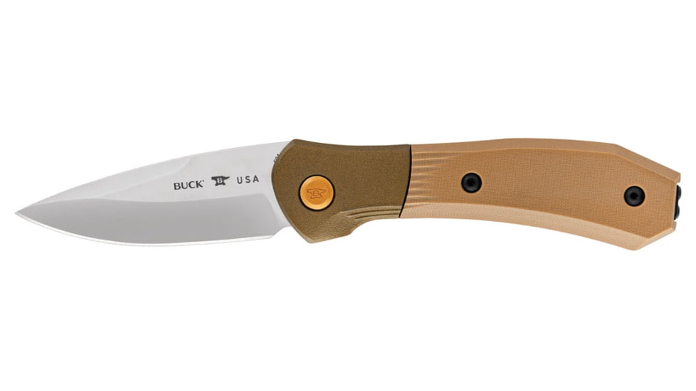 Buck Knives 591 Paradigm Shift Automatic Knife, 3in, S35VN Stainless Steel, Straight, G10, Satin, Brown, 0591BRSB/12865